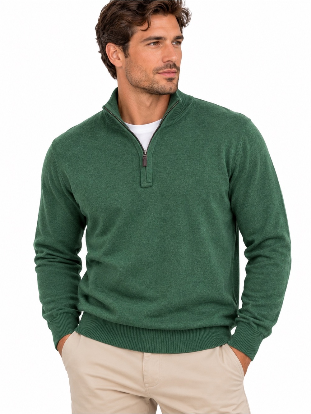 NWOT! Banana Republic Men's Zip-Neck Sweater in Green